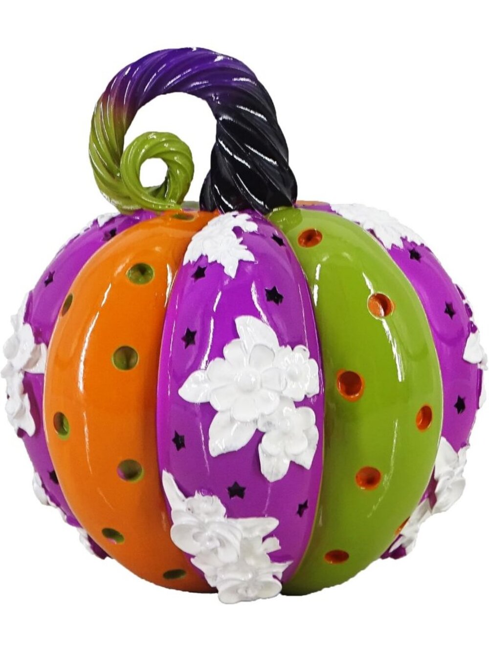 7-Inch Purple Pumpkin Statue | Halloween & Fall Home Decor Accent